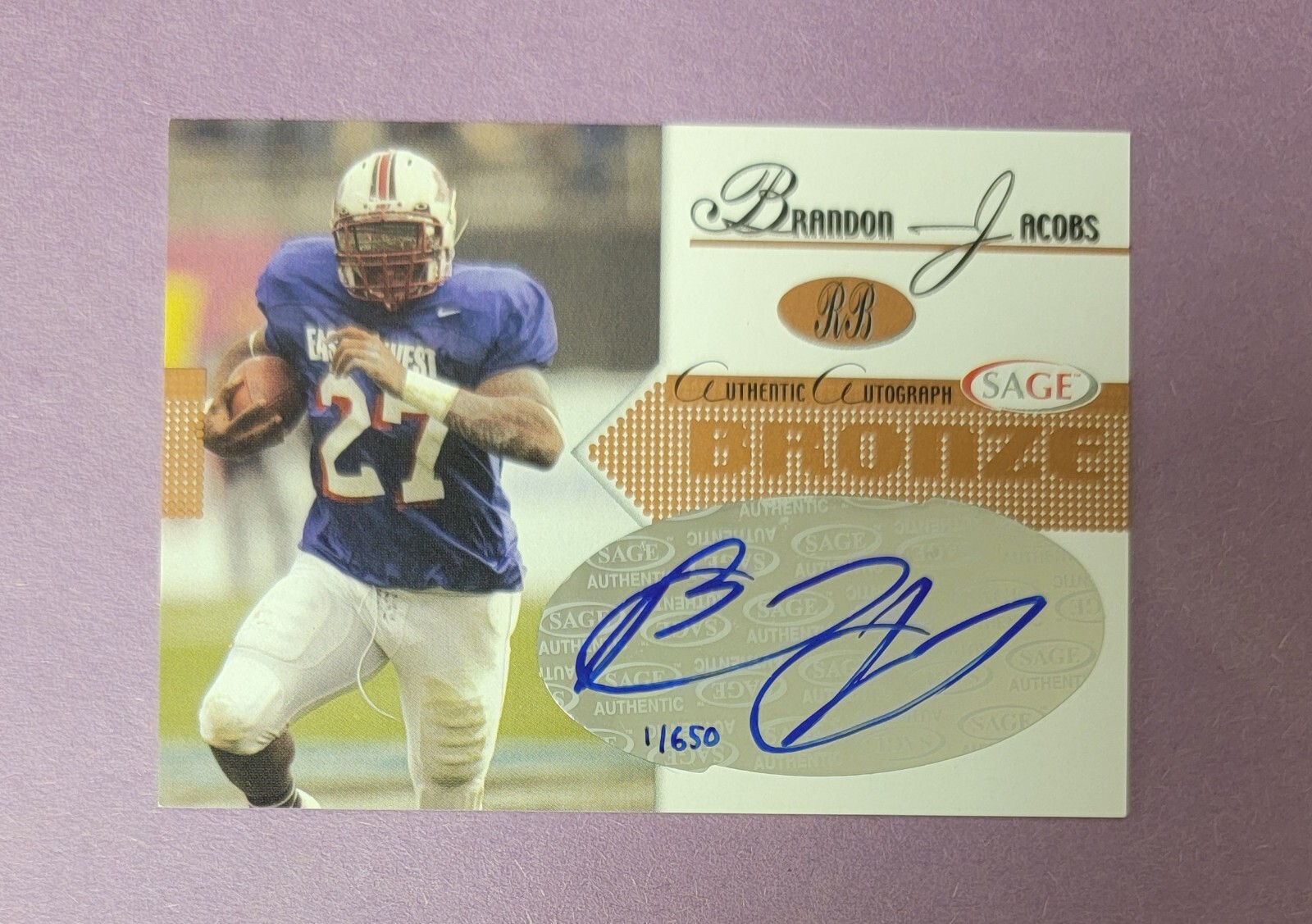 Brandon Jacobs SA-GE Autographs #A23 Bronze