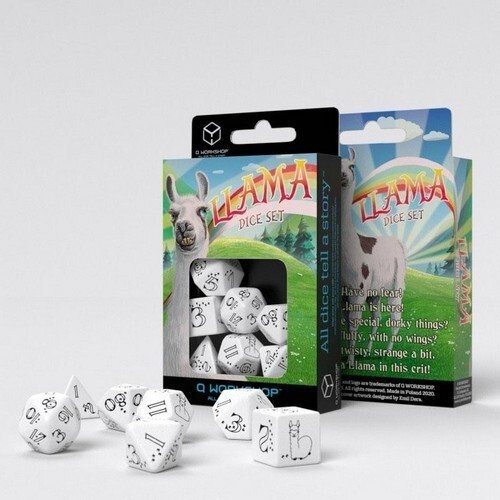 Dadi Lama Llama Dice Set White & Black, New!