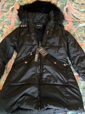 Xoxo Women's Quilted-faux Fur Winter Coat W/zipper Accents -size L- Nwt