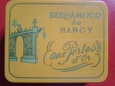 Boîte (vide) publicitaire métal  - BERGAMOTES DE NANCY aux Portes d'Or