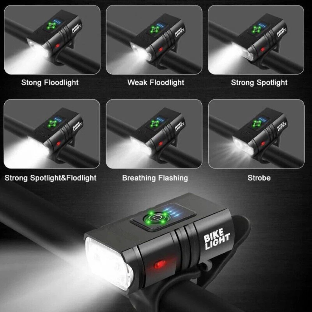 Mountain Bike Light Set USB Rechargeable Bicycle T6 LED Torch Front Rear Lamp AU