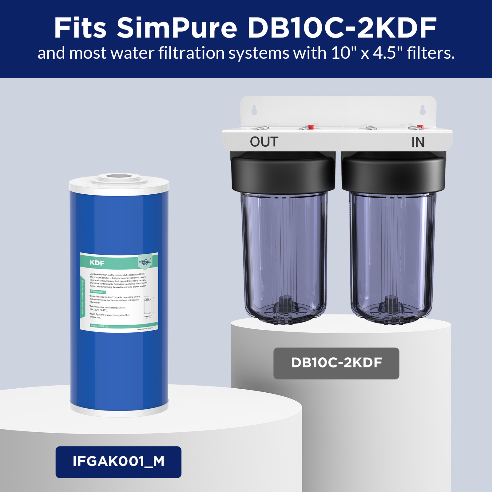 10" x 4.5" Heavy Metal Reduce KDF+GAC Big Blue Whole House Water Softener Filter