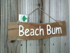 Weathered Wood Beach Bum Sign Coastal Seaside Beach Home Cottage Wall Decor US