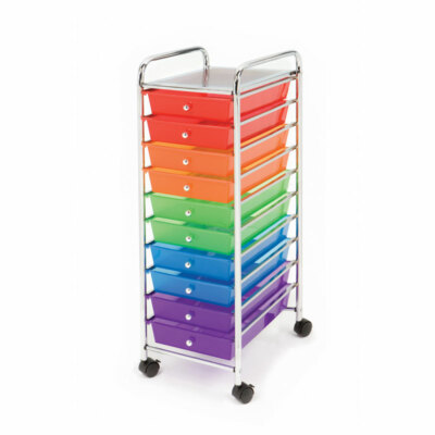 Seville Classics 10-Drawer Organizer Cart, 12.8'' W x 15.35'' D x 38.2'' H
