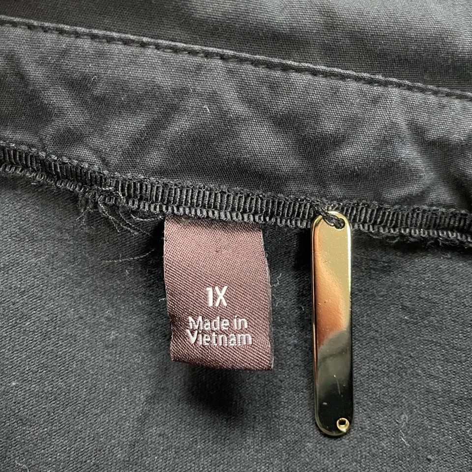 Женская сорочка Dana Buchman XL черная с длинным рукавом хлопковая рабочая одежда на пуговицах - Изображение 4 из 4