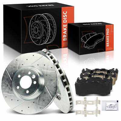 Front Drilled Brake Rotors & Ceramic Brake Pads for Land Rover Range Rover/Sport