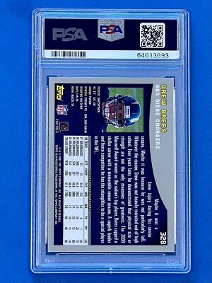 2001 Topps #328 Drew Brees Rookie Card RC PSA 8 NM-MINT Chargers