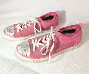 pink glitter canvas shoes