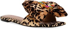 Betsey Johnson Women's Daisyy Padded Bow Slip on Sandals, Multicolor Size 5M