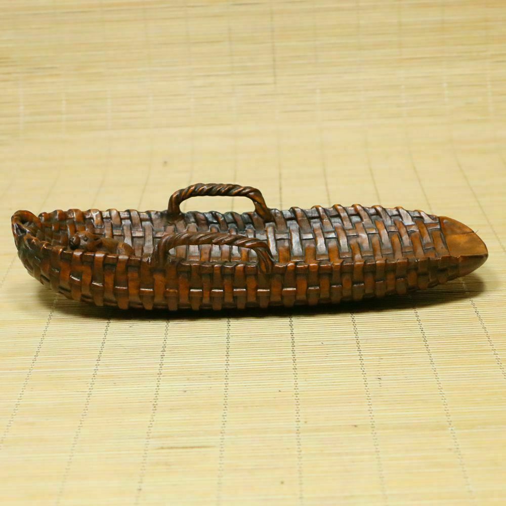 Chinese Exquisite Natural Boxwood Hand-carved Statue 14609