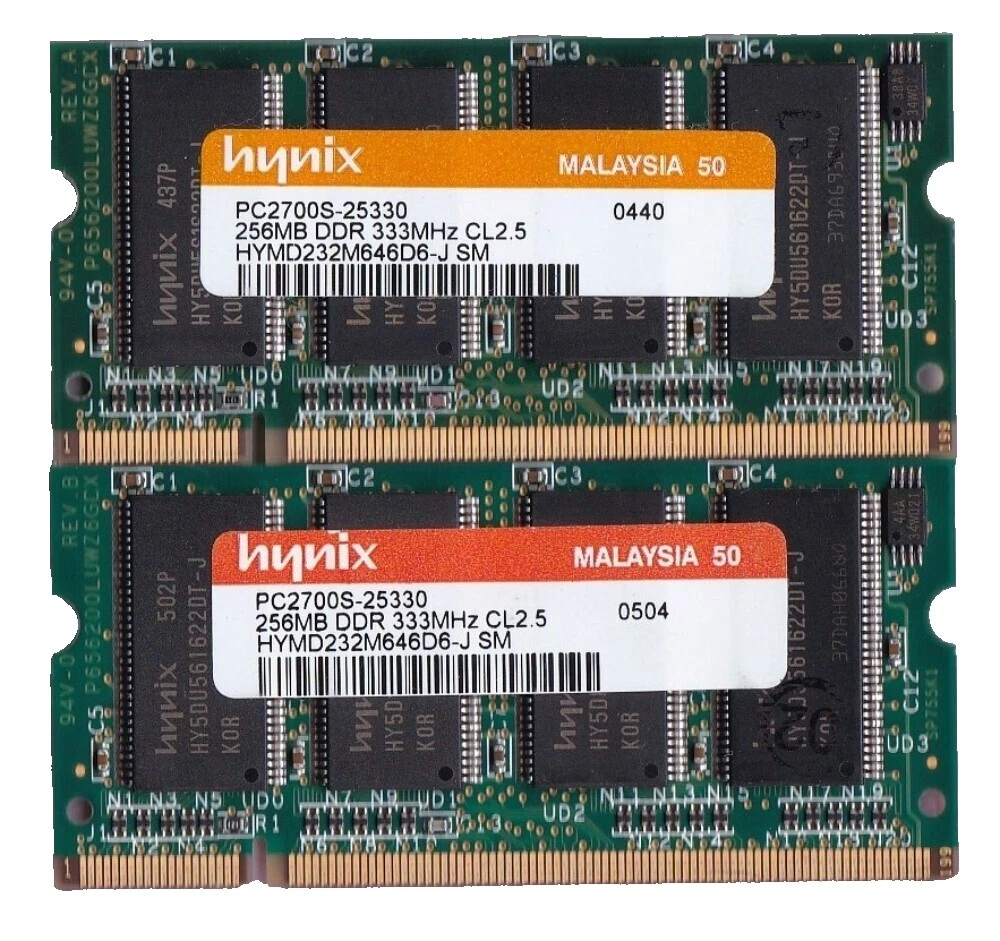 Ordenador Hynix RAM 256 MB capacidad por módulo