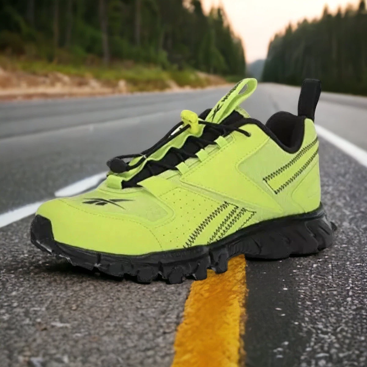 Neon top reebok shoes