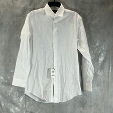 ALFANI AlfaTech Men's White Solid Regular-Fit Dress Shirt SZ S 14-14.5 32/33 