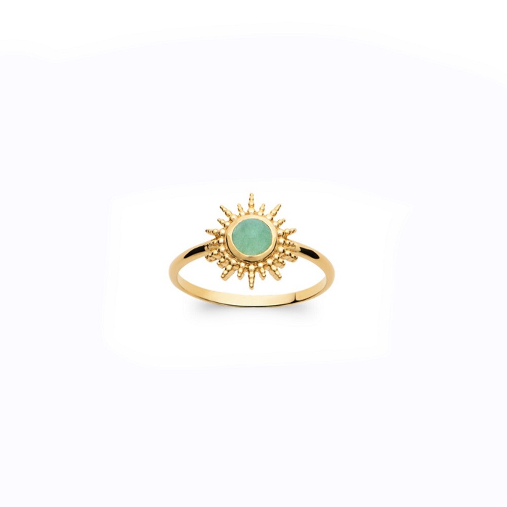 Bague soleil aventurine plaqué or 18 carats, un cadeau d'exception