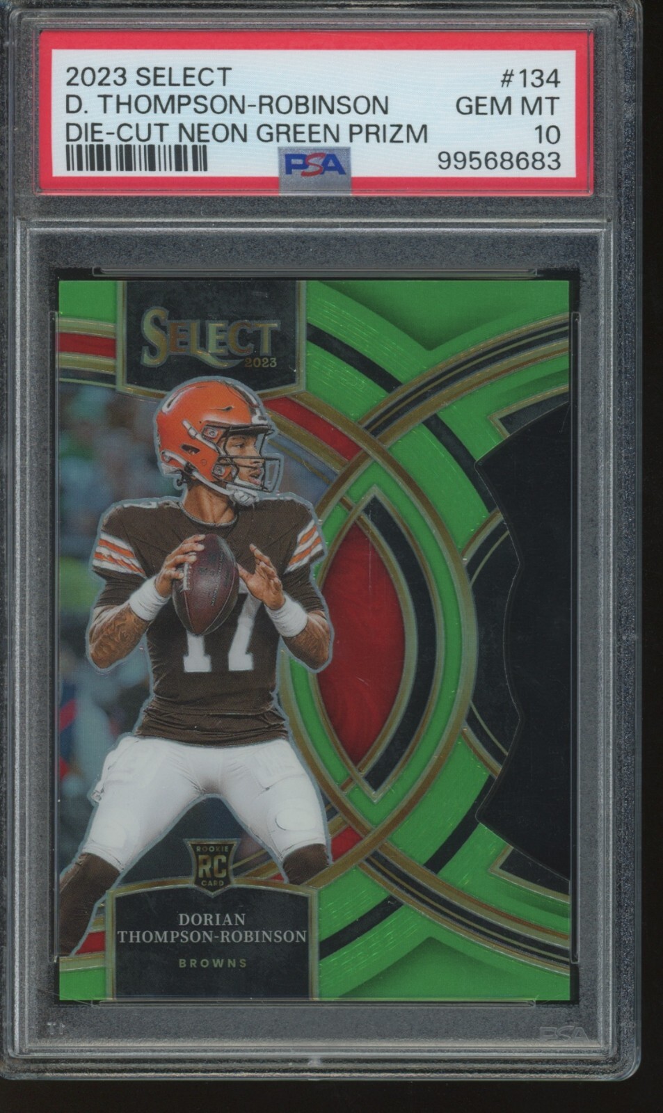 2023 Panini Select Dorian Thompson-Robinson #134 Die Cut Neon Green /499 PSA 10