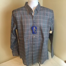 Vtg DC DeeCee Mens Shirt Blue Blue Gray Plaid Large Athletic Fit USA Made NWT