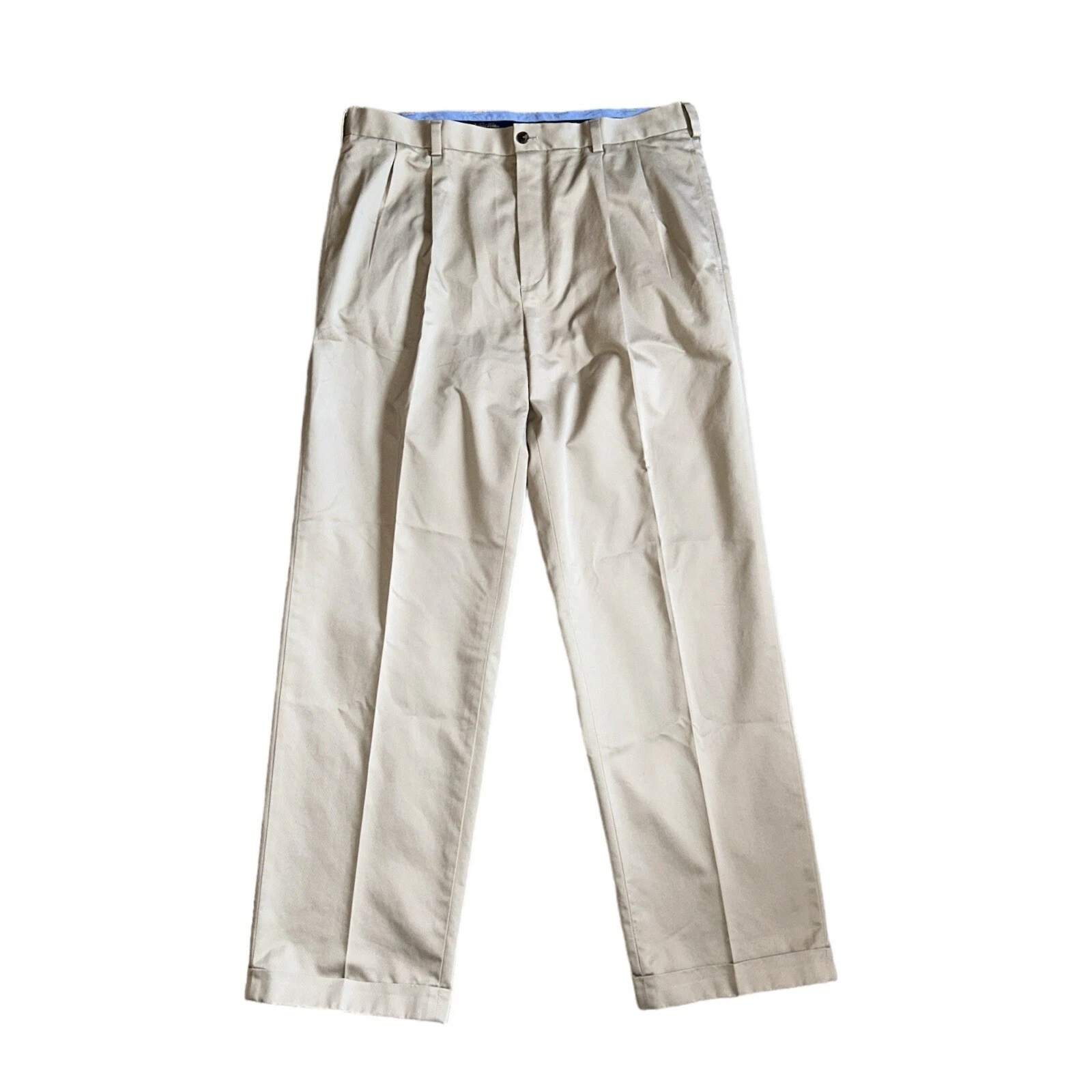 Brooks Brothers Lightweight Advantage Chino Elliot 36x32 Cuffed Pleated Khaki