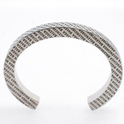 BALENCIAGA Logo Cuff Bangle Bracelet S Size Metal Silver Color