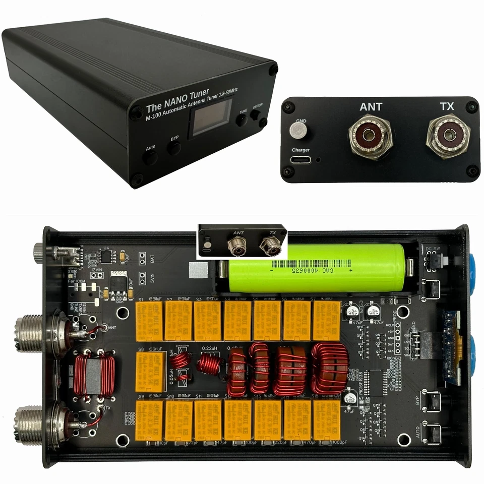 Sintonizador de Antena M-100 Pequeño 100W Sintonizador de Antena Automático Pantalla OLED 1.8-50MHz 7*7 Foto 2 de 4