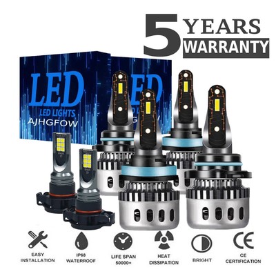 For GMC Sierra 3500 HD SLE SLT 2007-2020 LED Headlight High Low Fog Light Bulbs