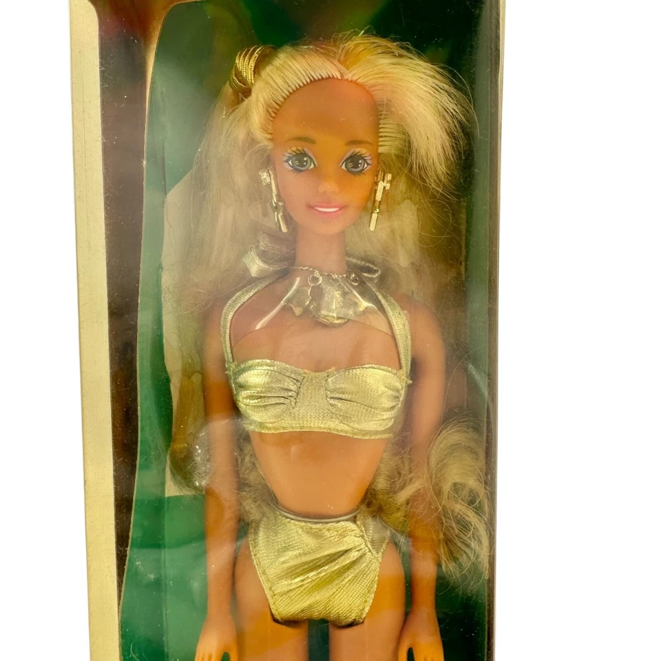 Muñeca Barbie Sun Sensation joyería deslumbrante lápiz labial real Mattel 1991 nueva en caja Foto 2 de 4