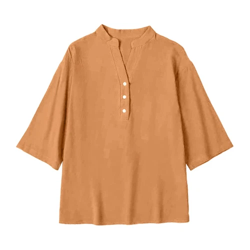 3/4 Sleeve Women's Top Casual Loose Round Neck T Shirt Cute Solid Color Long - Picture 16 of 42
