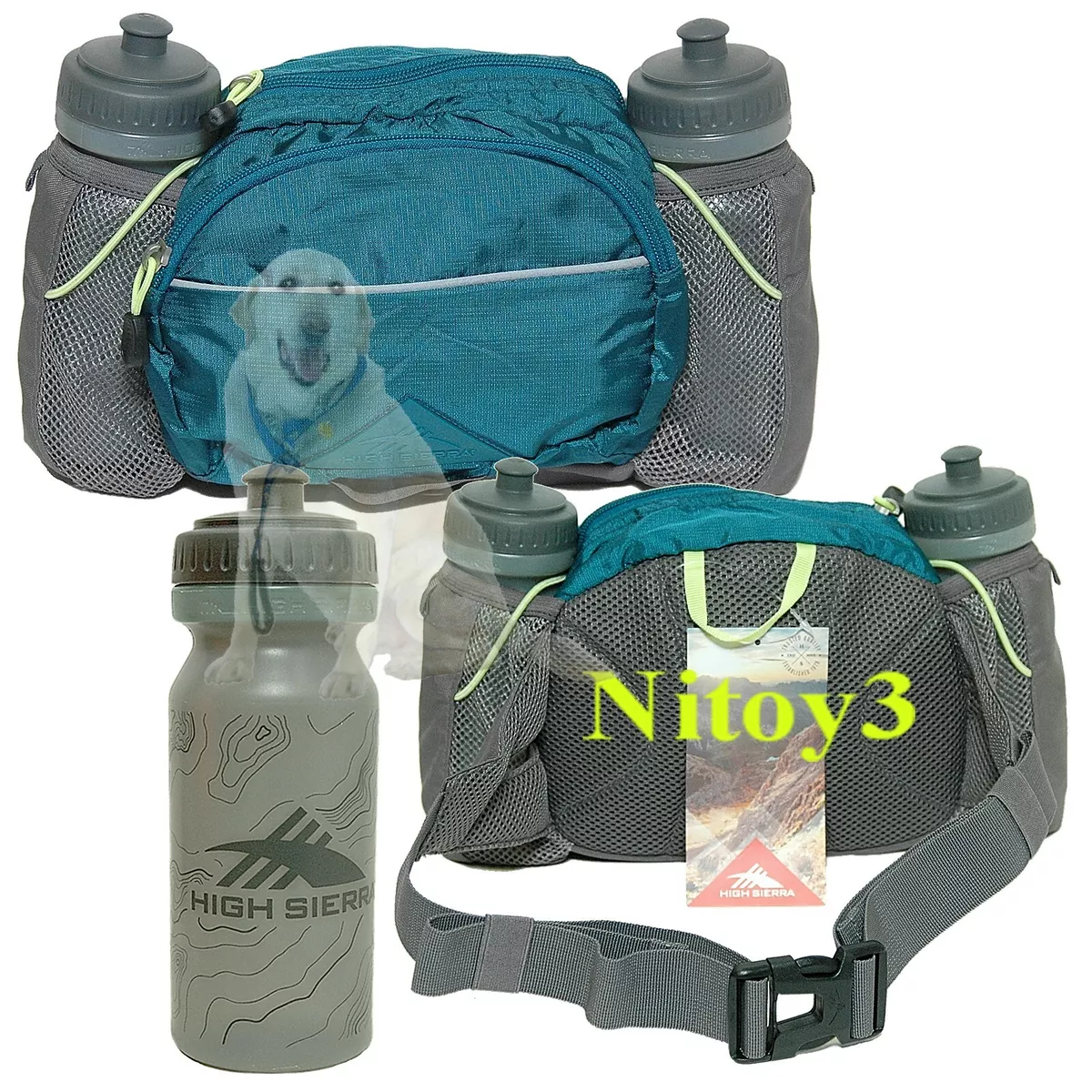 High Sierra Hydrahike Hydration Waist Pack 3L w Two Water Bottles 0.5L ea eBay