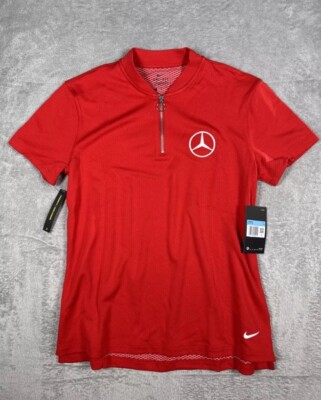 NWT Women s Nike Golf Dri-Fit Red 1/4 Zip Shirt Mercedes-Benz Logo Size M