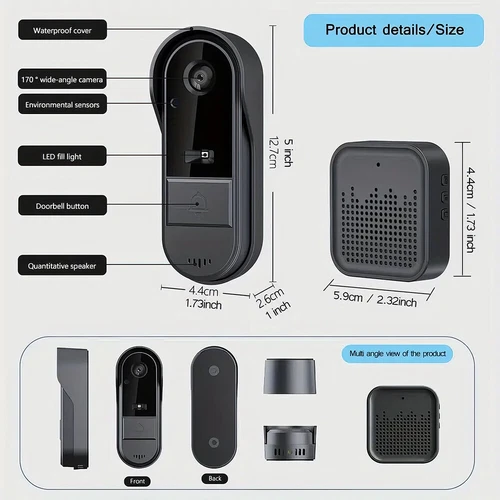 Timbre de video inalámbrico inteligente Wifi teléfono anillo de puerta intercomunicador cámara de seguridad timbre - Imagen 9 de 11