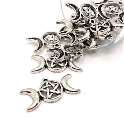 4, 20 or 50 BULK pcs Silver Mother Maiden Crone Witch Charm  - US Seller - AS189