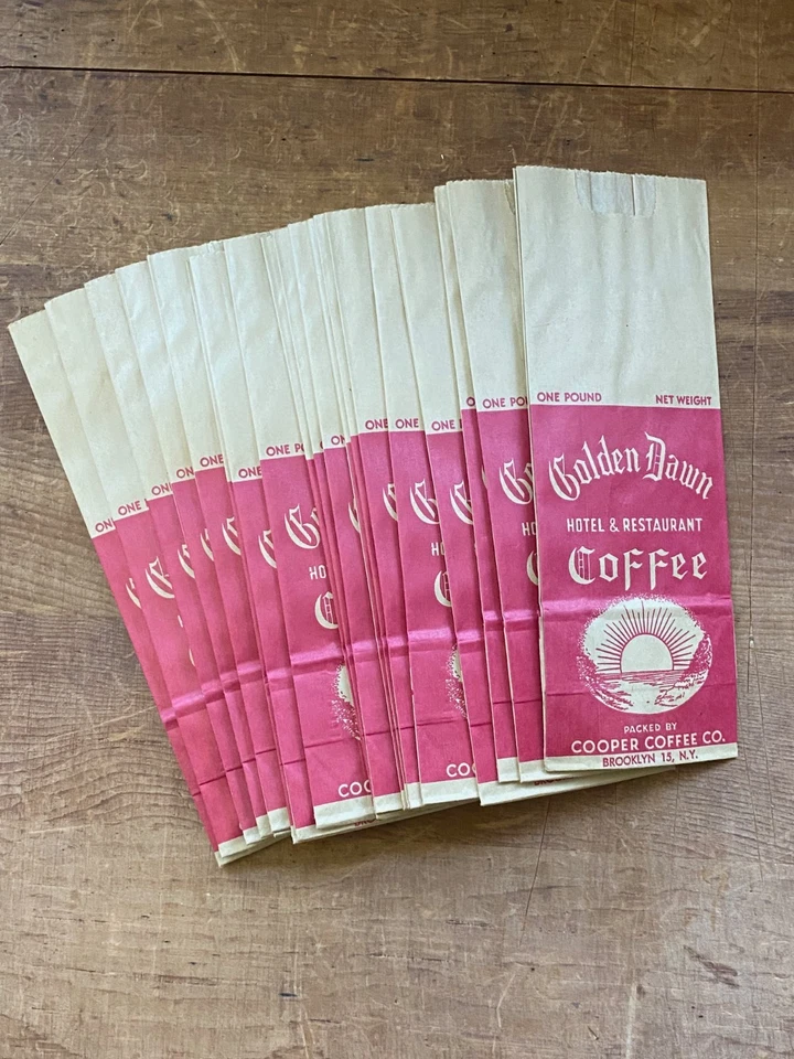 20 VTG Deadstock NOS Golden Dawn Hotel Restaurant Coffee Paper Bags, Brooklyn NY - Image 2 of 4