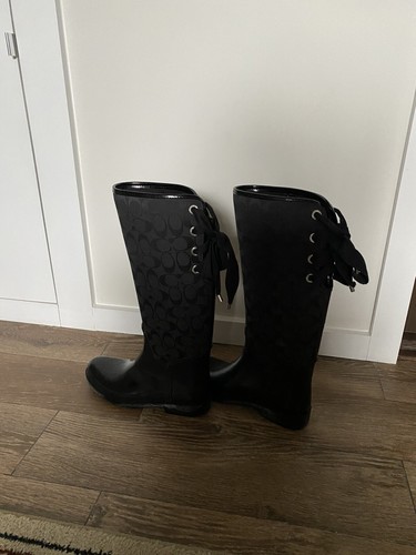 coach tie up rain boots