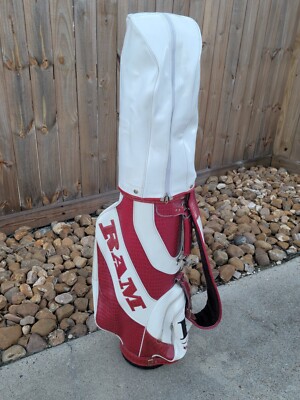 Vintage RAM FX GOLF Staff Leather Bag w/Strap 3-Dividers w/Cover