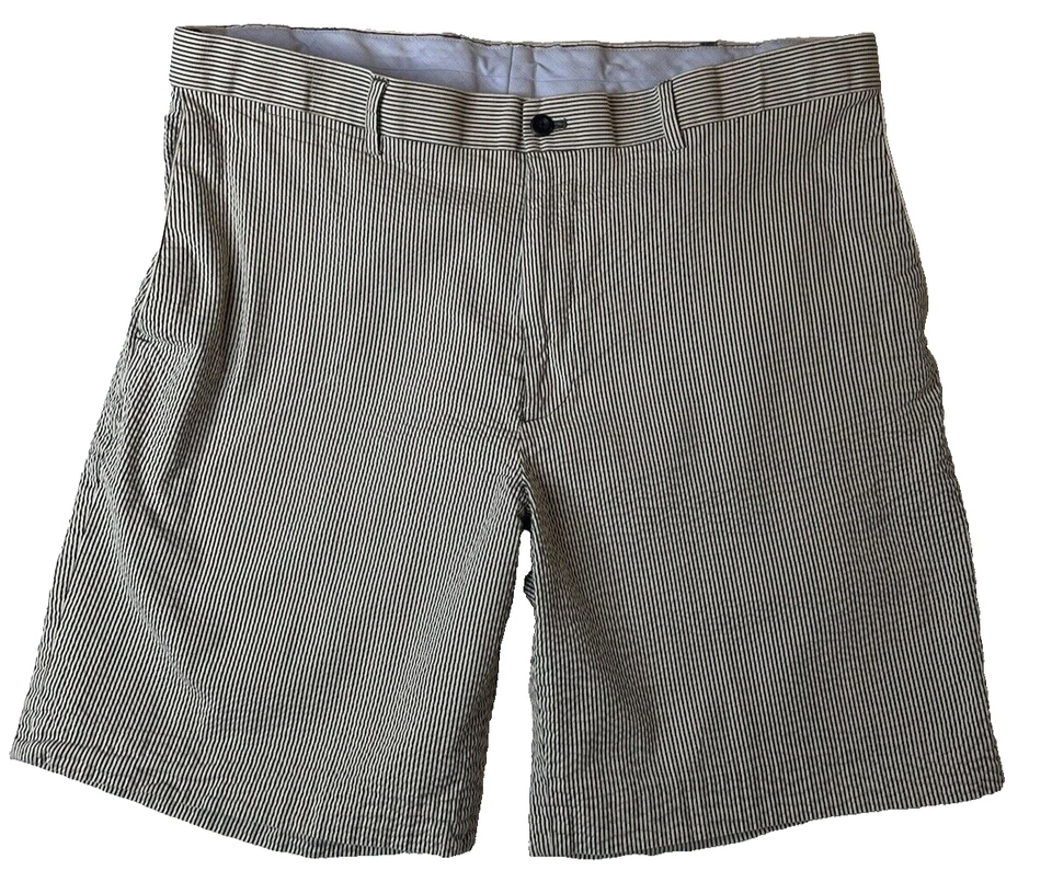 Pantalones Cortos Louis Raphael Rosso Seersucker Algodón Rayas Gris Claro Para Hombre Talla 38" Foto 2 de 4