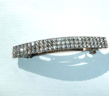 VINTAGE ART DECO WHITE RHINESTONE HAIR BARRETTE