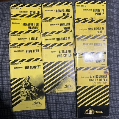 Lot Of 14 William Shakespeare Cliff Notes Cliffs Hamlet King Henry Othello 