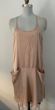 THEORY rose pink racer back SILK dress w/pockets 10 M DARLING