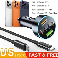 120W Fast Charging Type-C USB Car Charger Adapter For iPhone 17 16 15 14 Pro Max