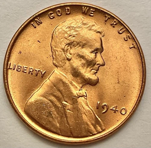 1940p  Uncirculated BU Red RD - Lincoln Wheat Cent  ~ B752