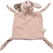 Bearington Baby Puppy Dog Lovey Plush Waggles Security Blanket Tan White Dot Toy