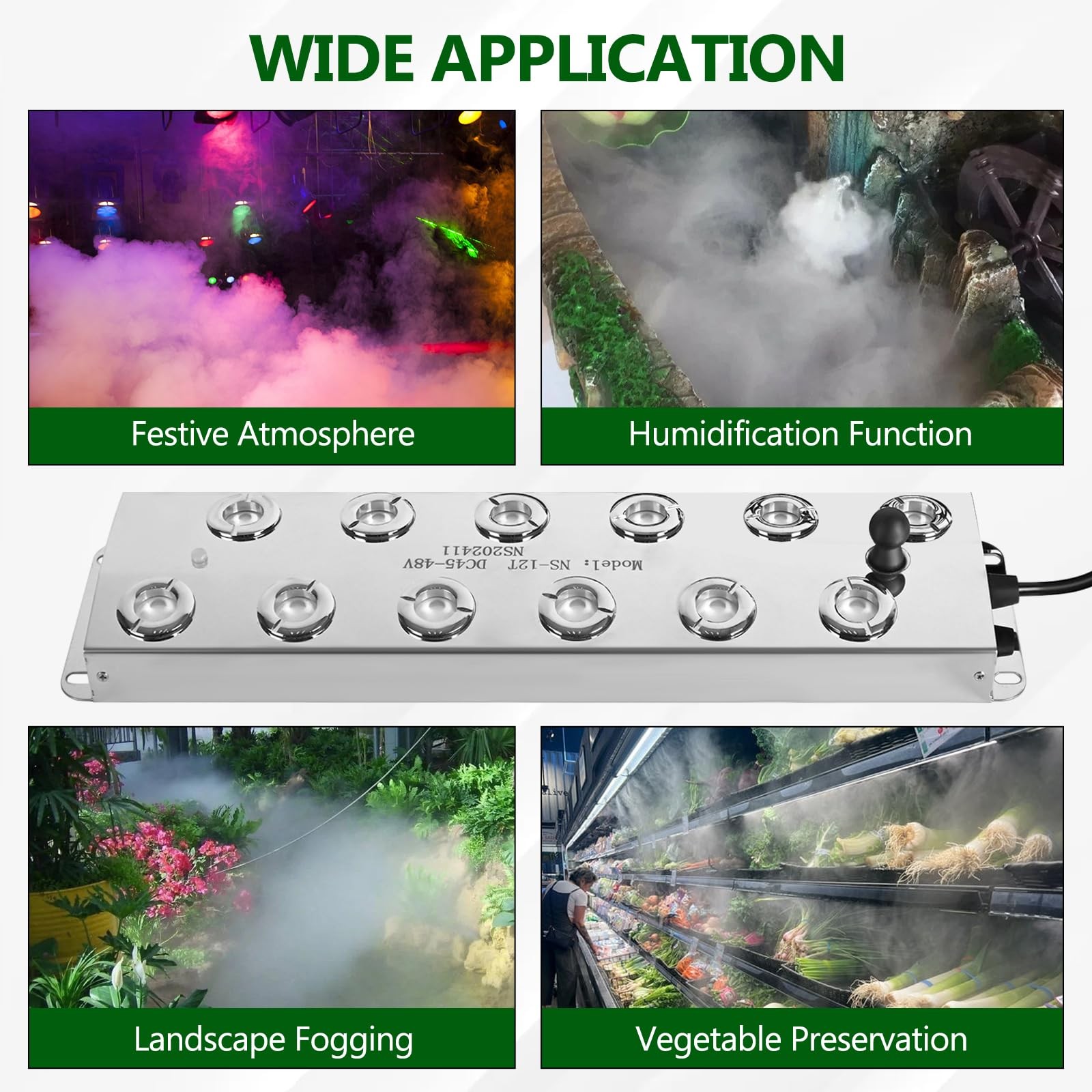 Ultrasonic Mist Maker 12 Heads, 9000ml/H Ultrasonic Fogger w/Float, 400W Wate...