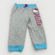 Hello Kitty Girls Gray Sweatpants Pink Logo Size 6/6X Cotton Blend