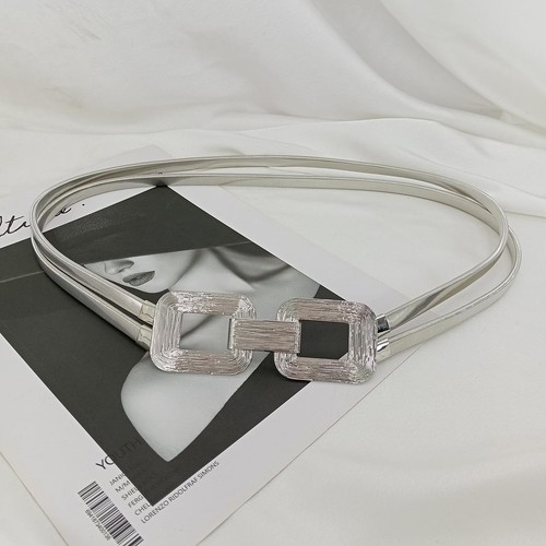 Designer Style Women Elastic Gold Chain Waist Belt Stretch Metal Dress Elegant