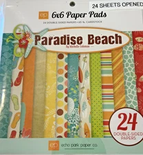 Echo Park 6x6 Scrapbook Paper PARADISE BEACH OPEN 6 x 6 inch 24 sheets Double