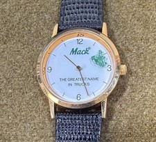 Vintage Mack Trucks Accutime Watch Gold Tone New Battery Running Well