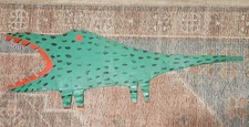 R A Miller  FOLK ART Alligator painting  on  metal early 2 sided OUTSIDER