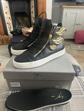 Giuseppe Zanotti Wing High Top Trainers Black Gold EU 41.5 UK 7.5 Luxury Sneaker