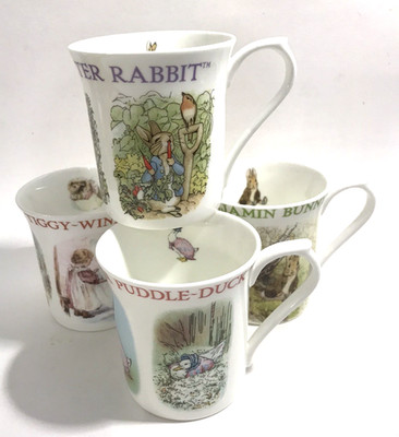 Beatrix Potter Queens Kitchen 4 Mugs Incl Jemima Peter Mrs Tiggy Benjamin 2009