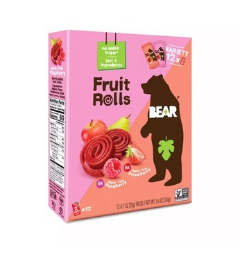 Fruit Rolls Strawberry And Raspberry Variety 8.4 Oz(Pack of 2) By Bear