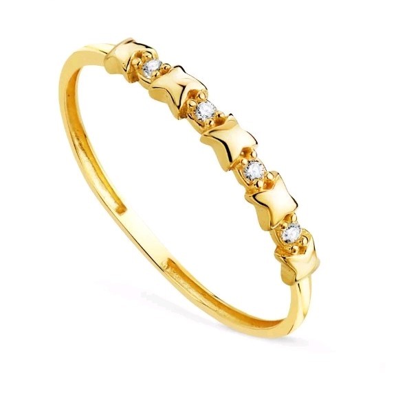 Sortija oro 18k 750 Mls. Estrellas Y Circonitas. Ancho 2,3 MM.